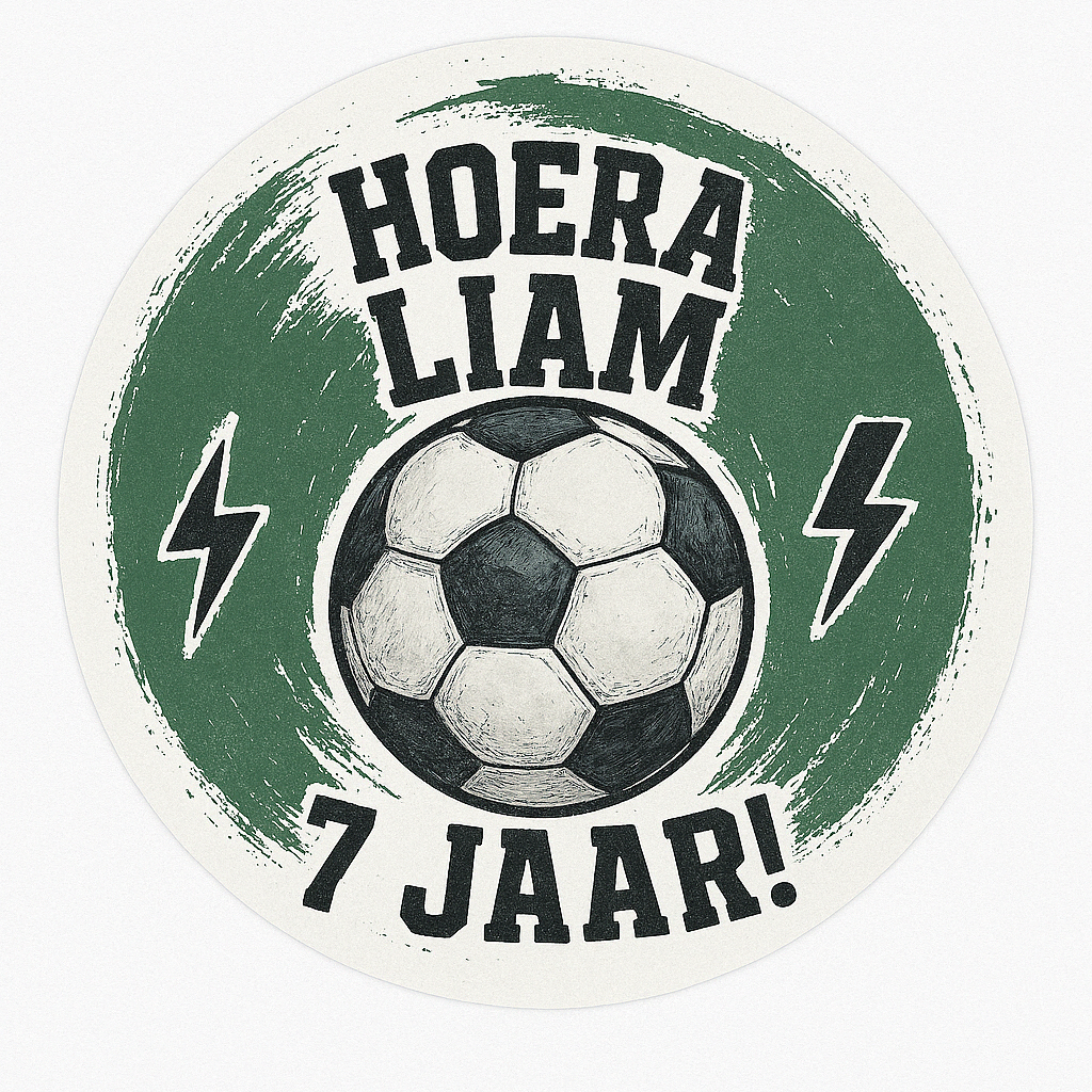 Ronde sticker voetbal met naam
